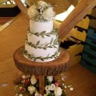 Three-tier wedding cake.